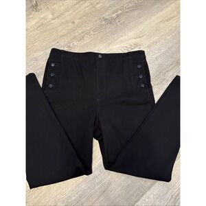 Anne Klein Jeans Womens Black Sailor Button High Rise Skinny Pants Size 14